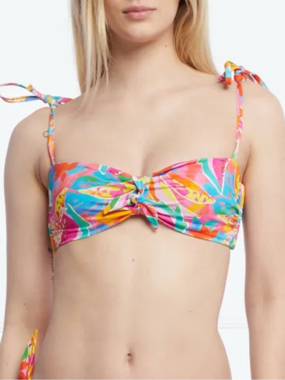 Bananamoon Multicolor Pink, Orange & Blue Floral Swim Top